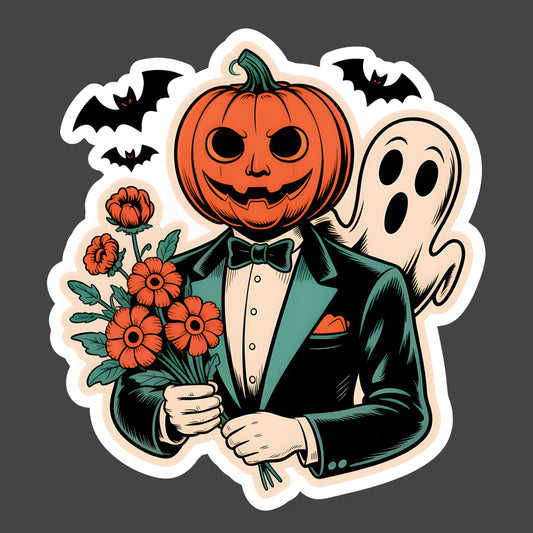 Pumpkin Man with Flowers
