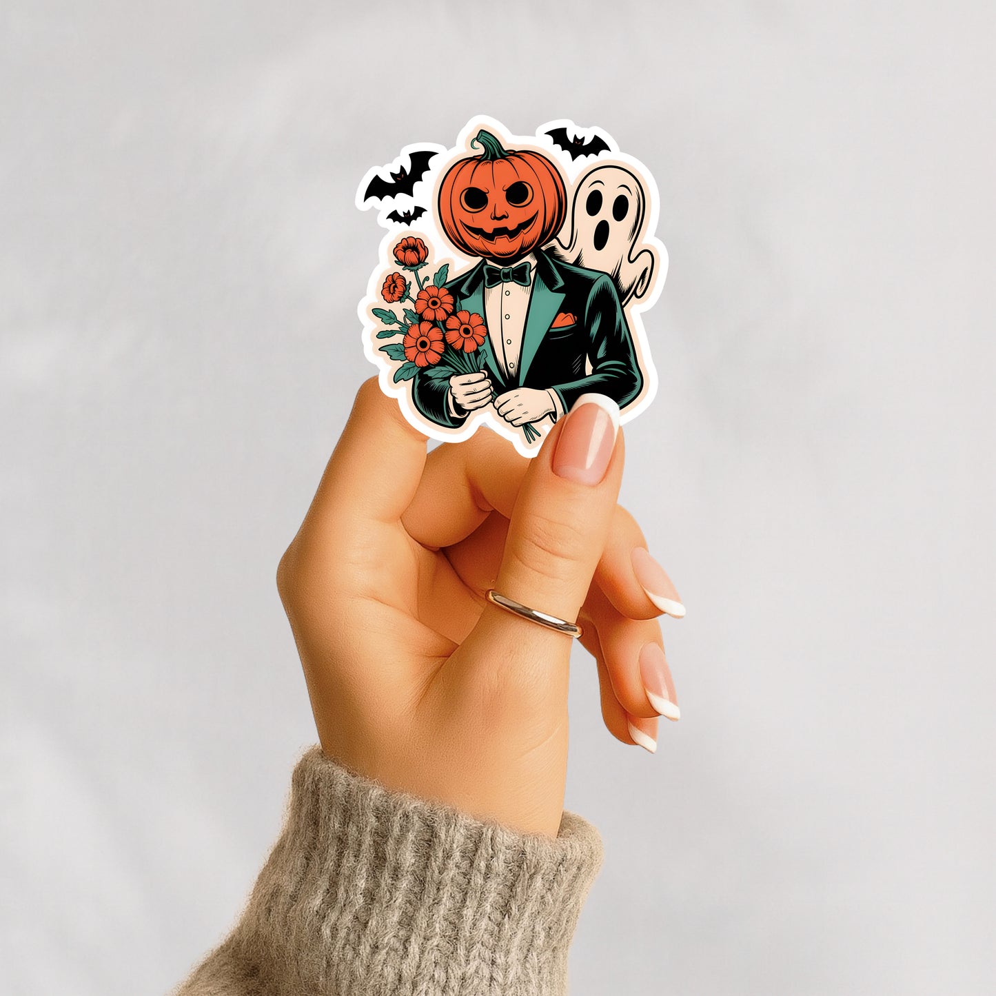 Pumpkin Man with Flowers